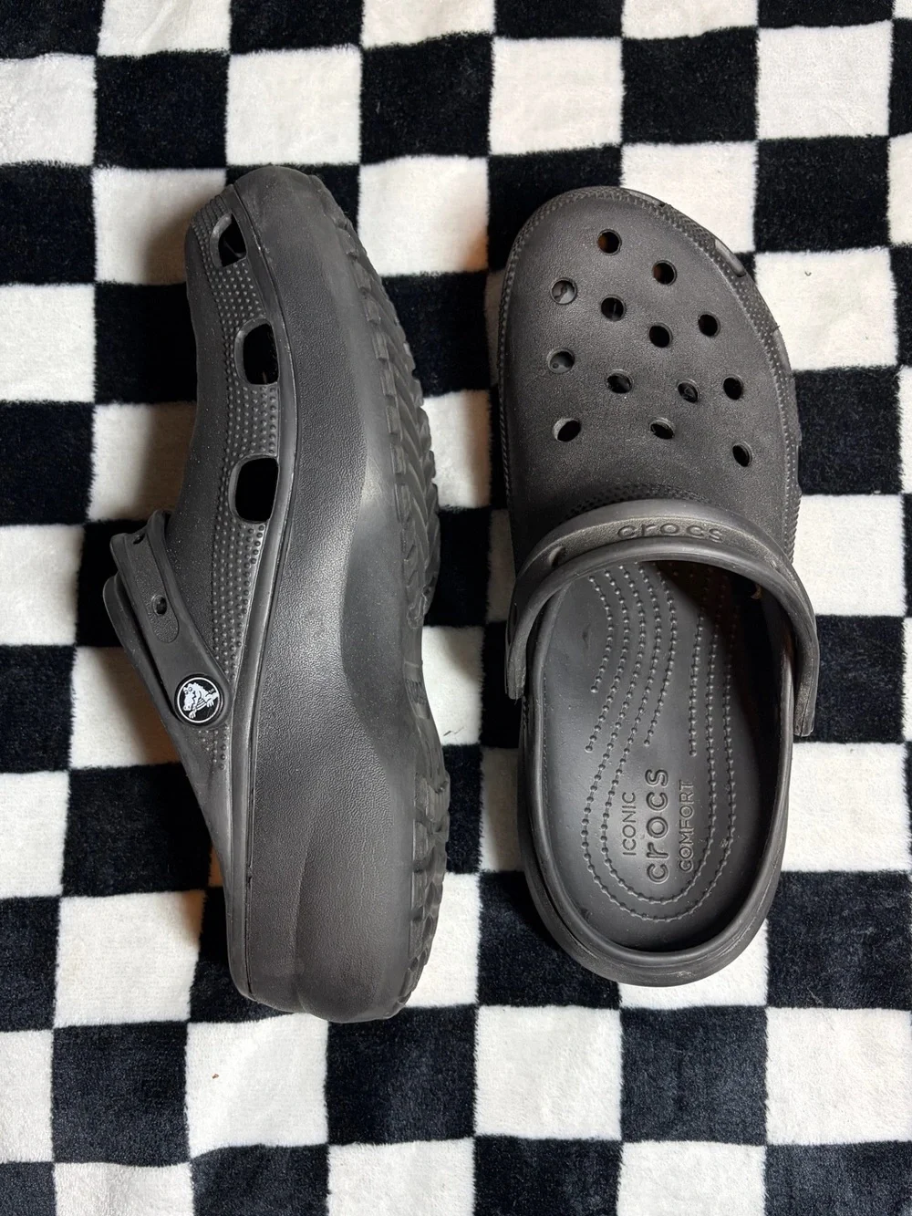 crocs black classic platform clogs